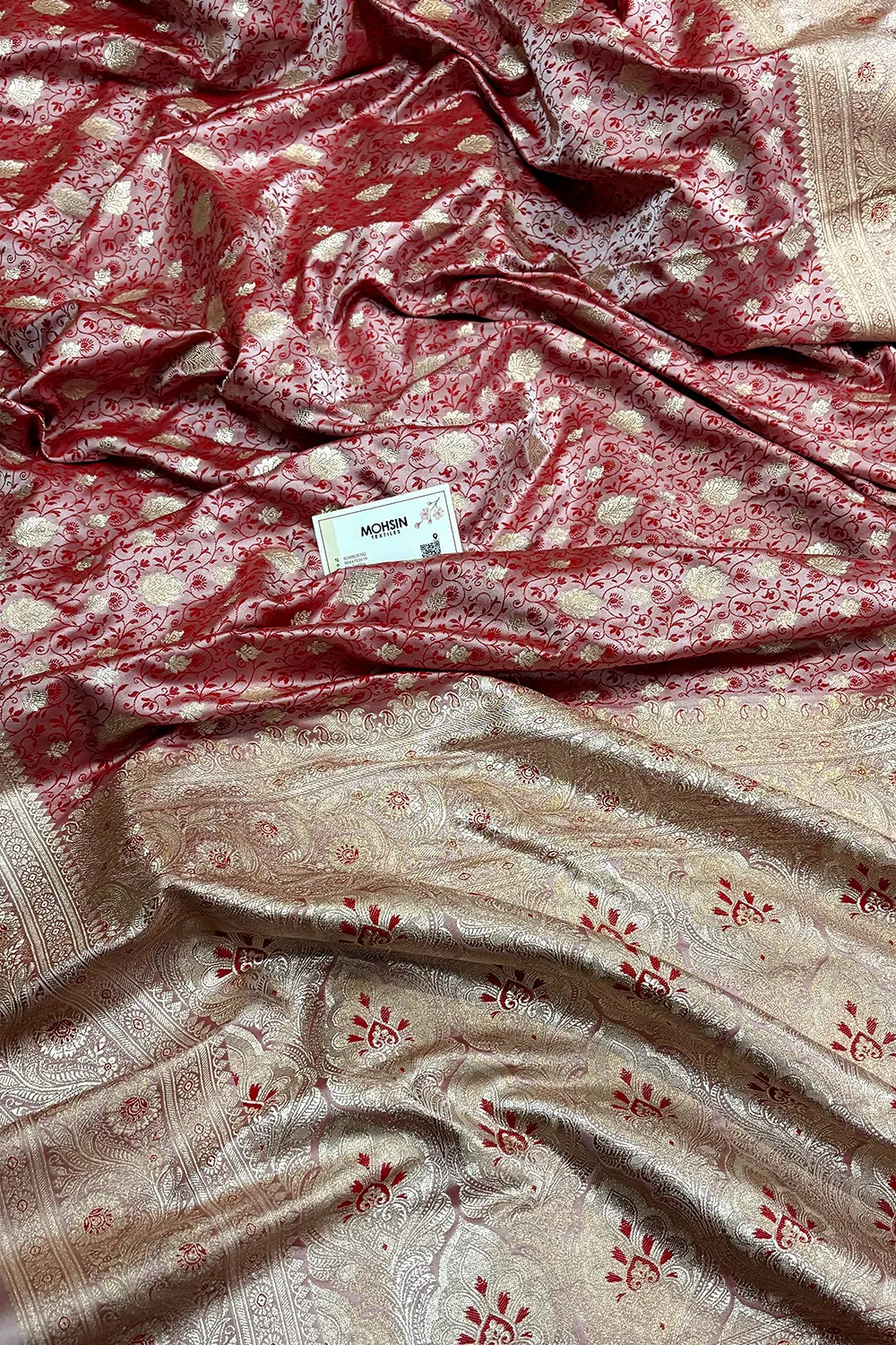 Dusty Pink Chunni Munni Buti Katan Silk Banarasi Saree