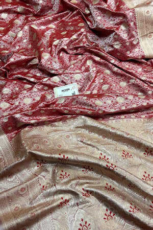 Dusty Pink Chunni Munni Buti Katan Silk Banarasi Saree