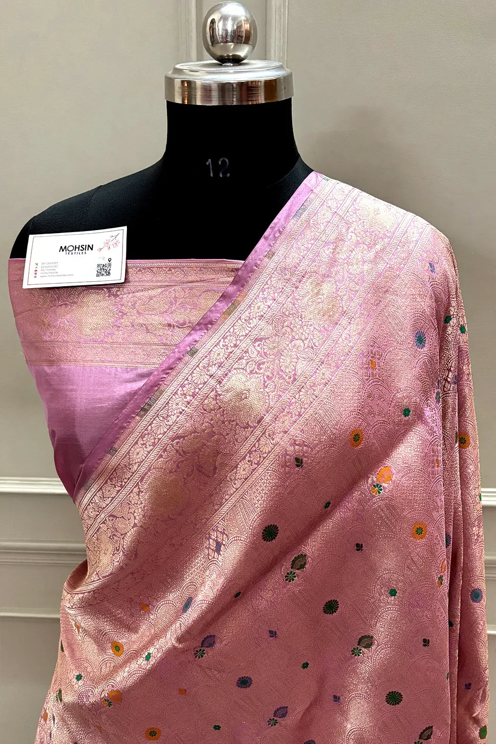 Dusty Pink Handloom Pure Katan Silk Banarasi Saree