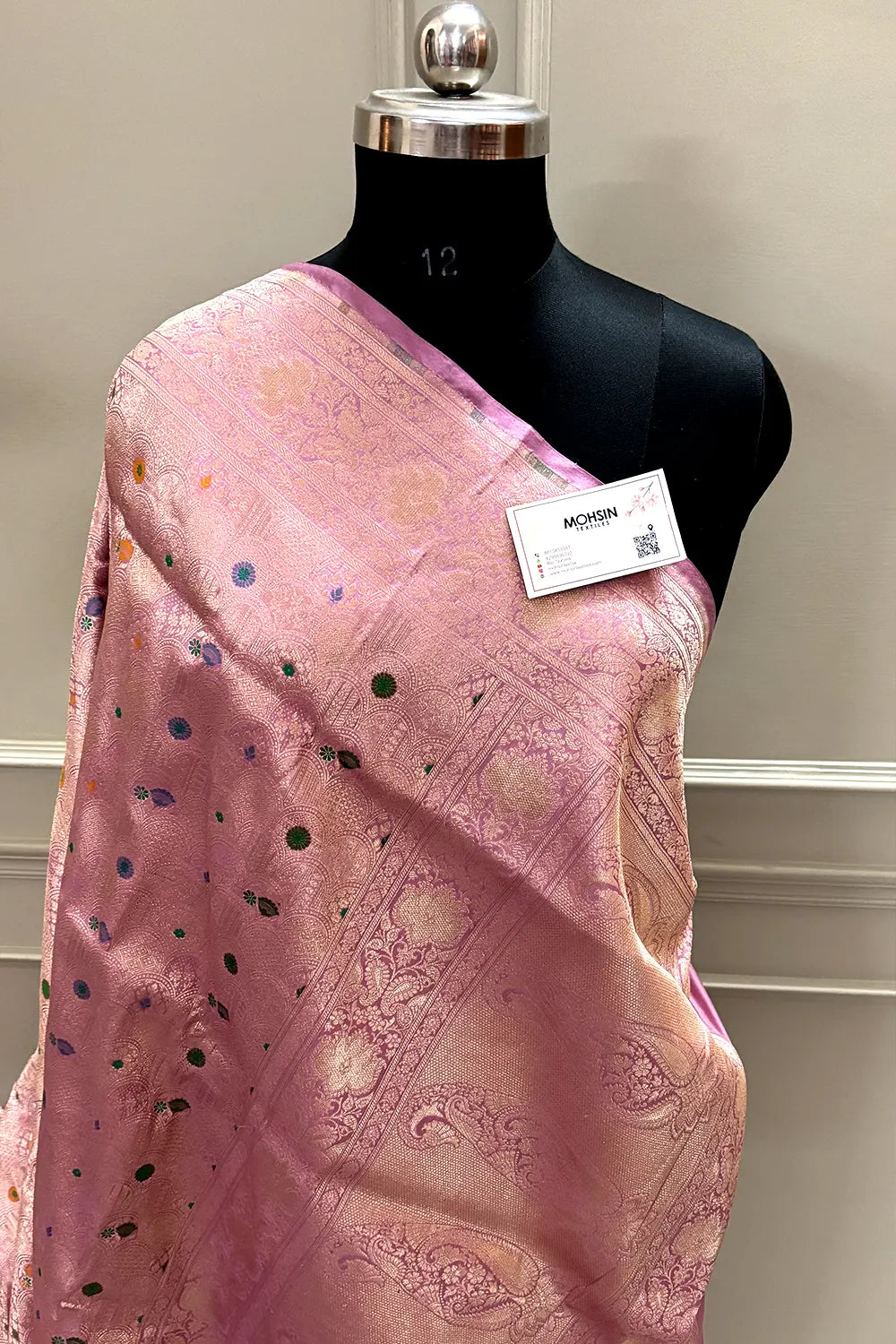 Dusty Pink Handloom Pure Katan Silk Banarasi Saree