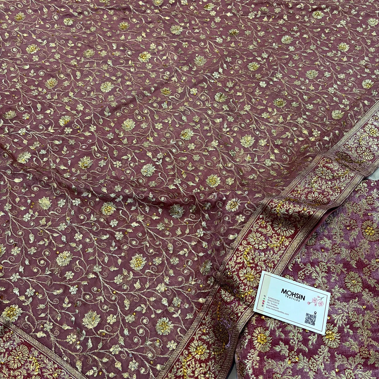 Dusty Pink Stone Work Kimkhab Silk Banarasi Gharara