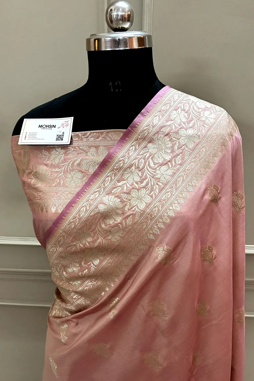 Dusty Pink Zari Katan Silk Banarasi Saree