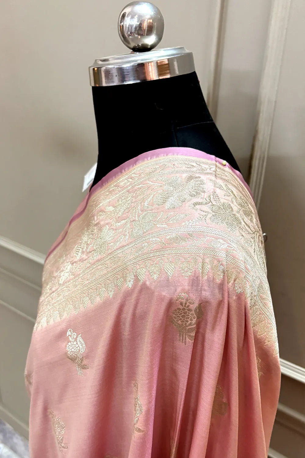 Dusty Pink Zari Katan Silk Banarasi Saree