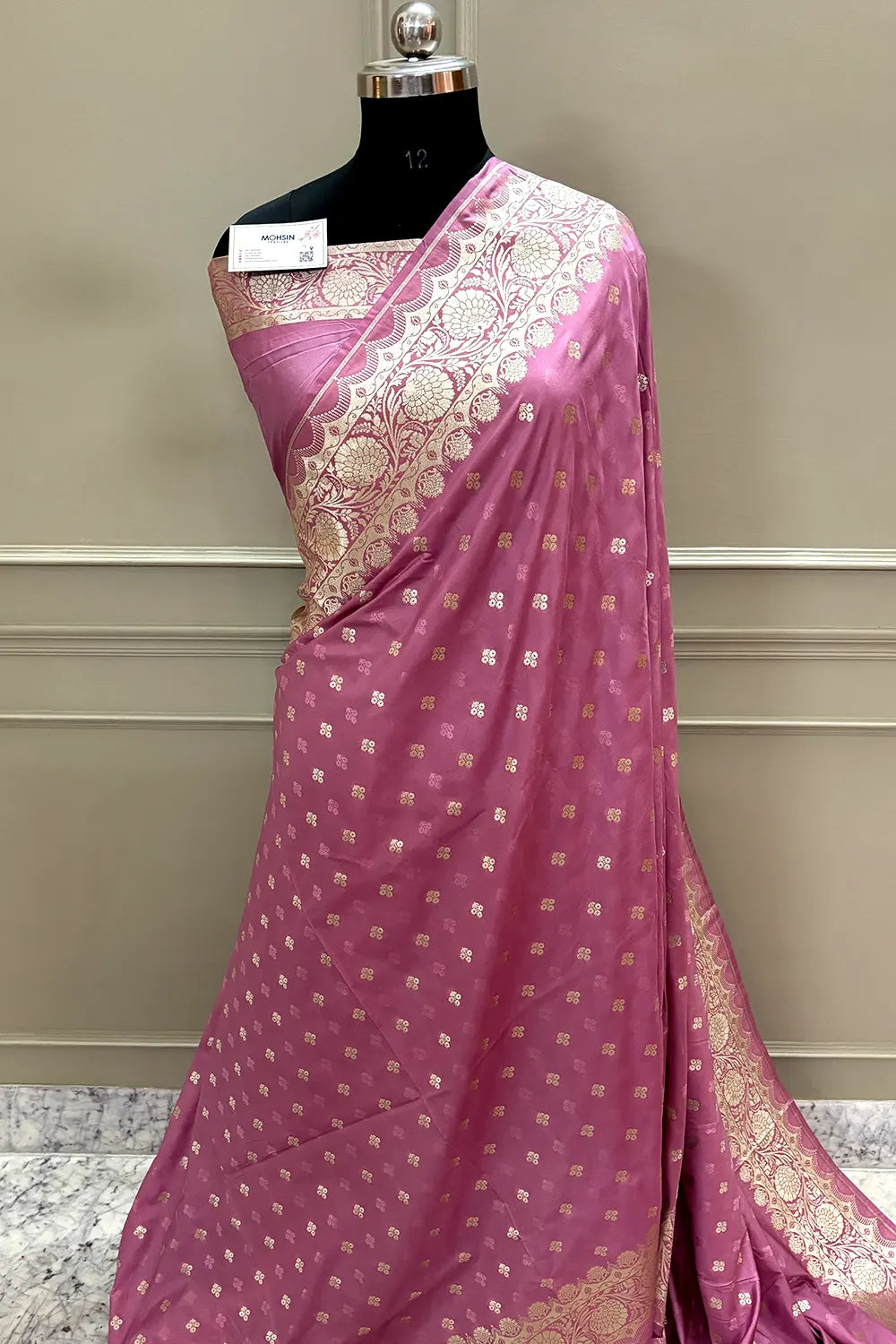 Dusty Pink Zari Katan Silk Banarasi Saree