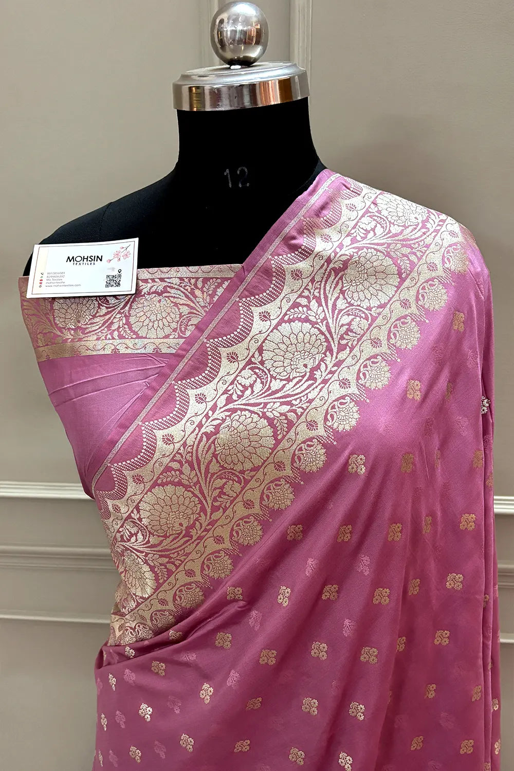 Dusty Pink Zari Katan Silk Banarasi Saree