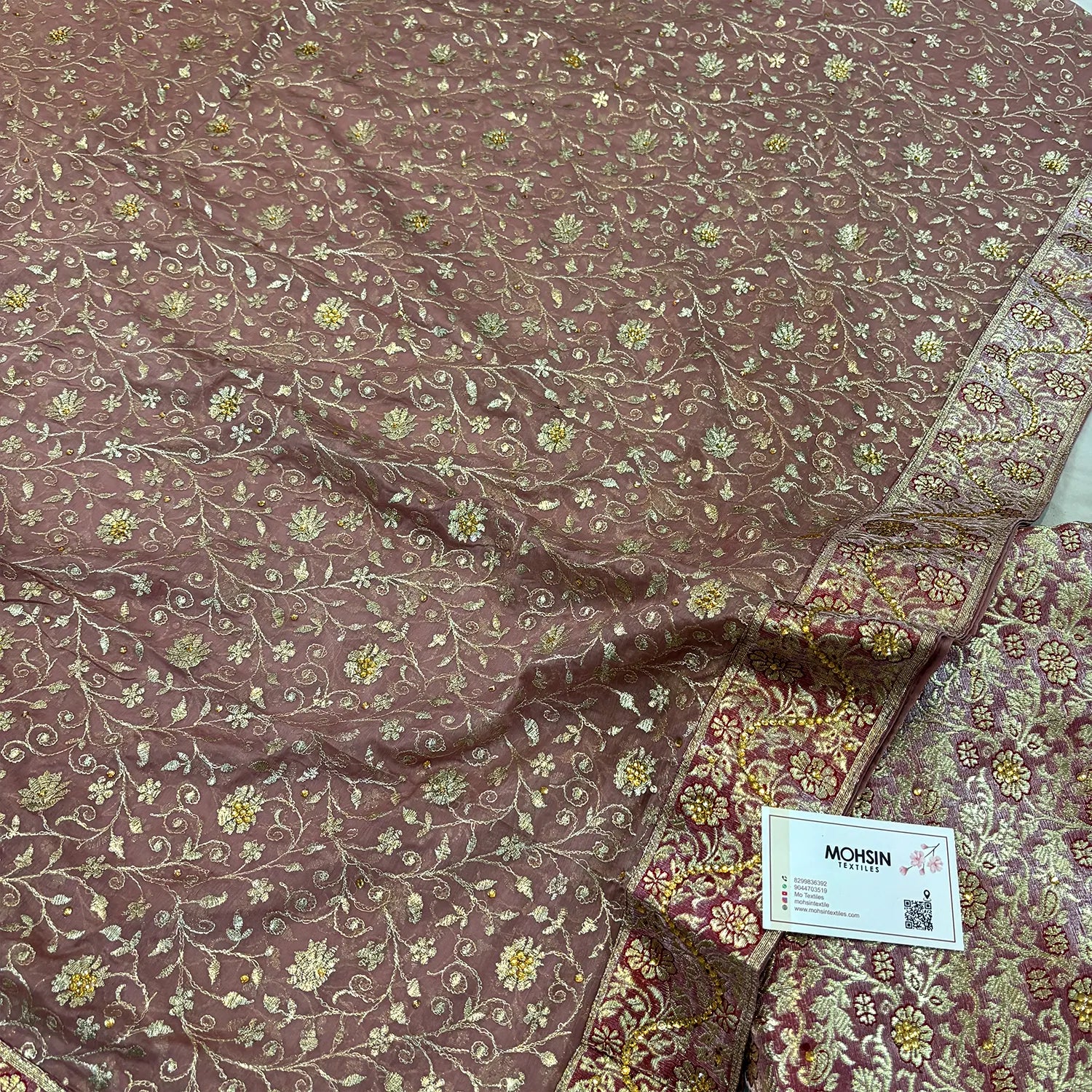 Dusty Pink Zari Kimkhab Silk Banarasi Gharara 