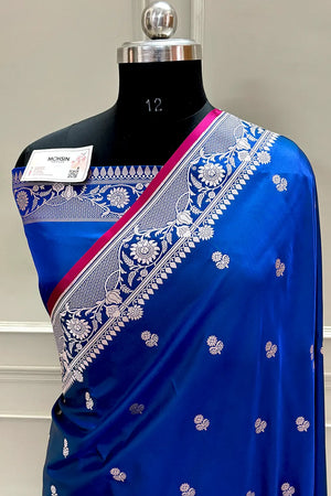 Firozi Babri Buti Katan Silk Banarasi Saree