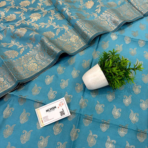 Firozi Chirag Buti Satin Silk Banarasi Suit 