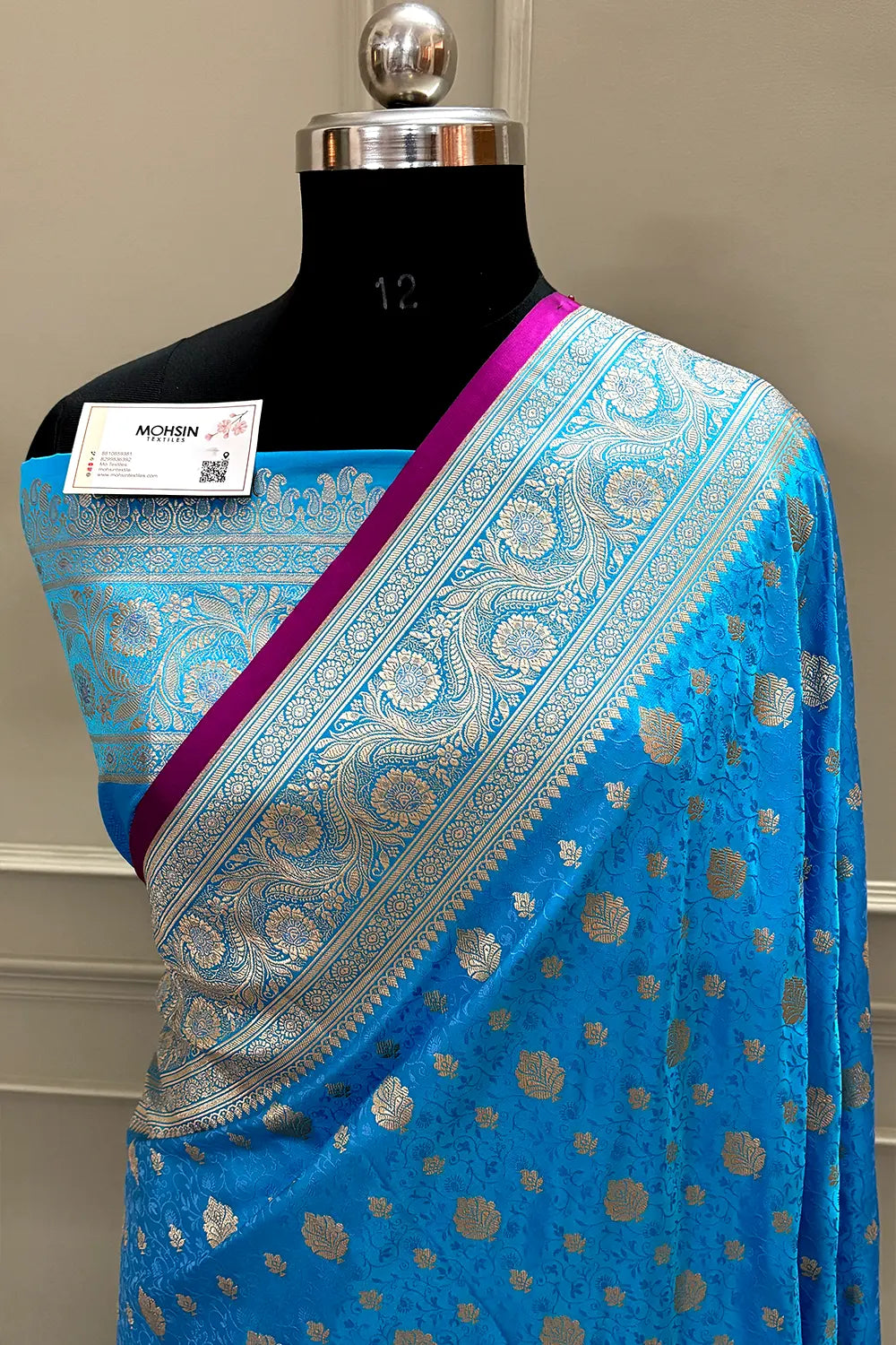 Firozi Chunni Munni Katan Silk Banarasi Saree