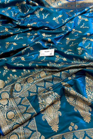 Firozi Floranza Katan Silk Banarasi Saree