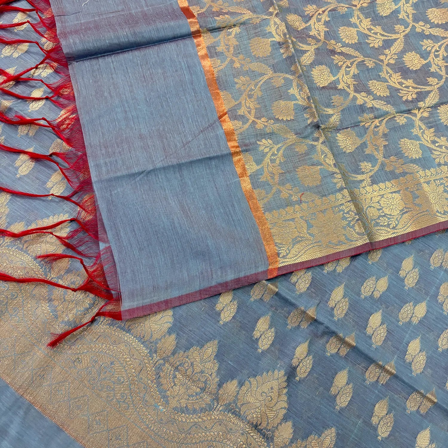 Firozi Golden Zari Banarasi Silk Suit