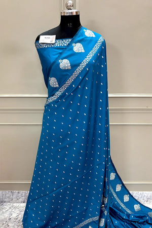 Firozi Hukum Buti Katan Silk Banarasi Saree