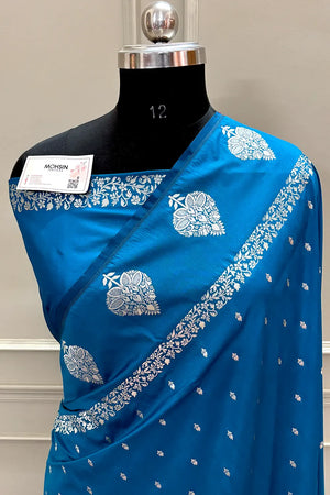 Firozi Hukum Buti Katan Silk Banarasi Saree