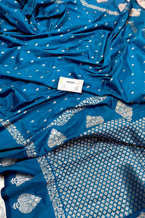Firozi Hukum Buti Katan Silk Banarasi Saree
