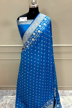 Firozi Mahinki Buti Katan Silk Banarasi Saree