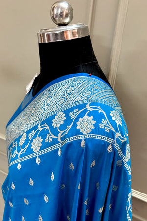 Firozi Mahinki Buti Katan Silk Banarasi Saree