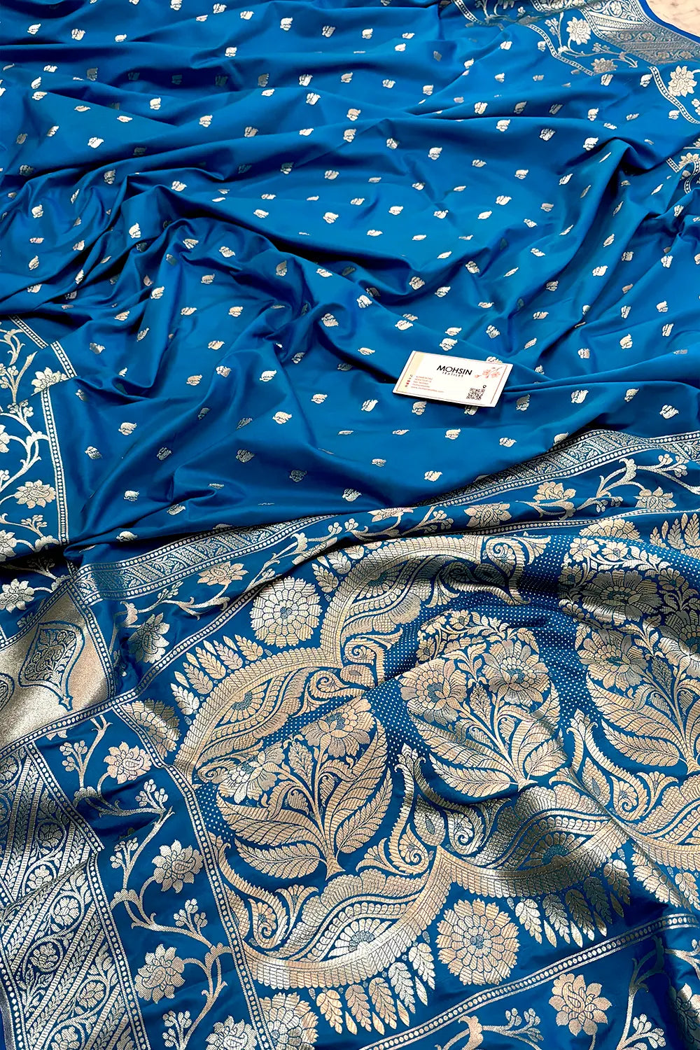 Firozi Mahinki Buti Katan Silk Banarasi Saree