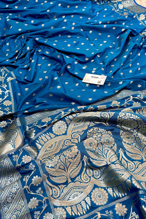 Firozi Mahinki Buti Katan Silk Banarasi Saree