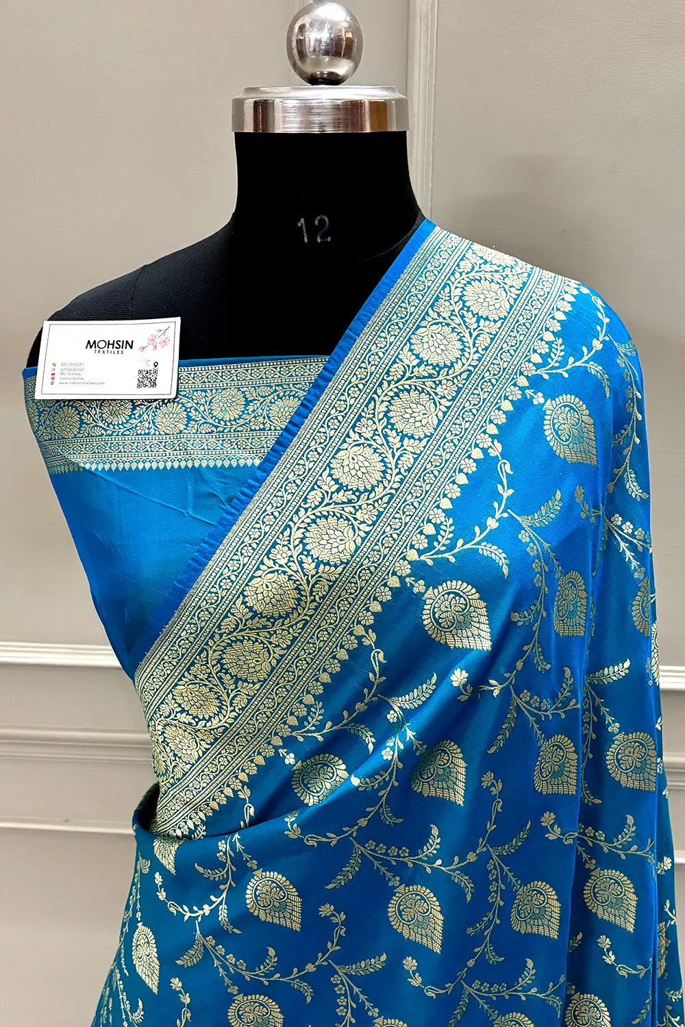 Firozi Pandaar Jaal Katan Silk Banarasi Saree