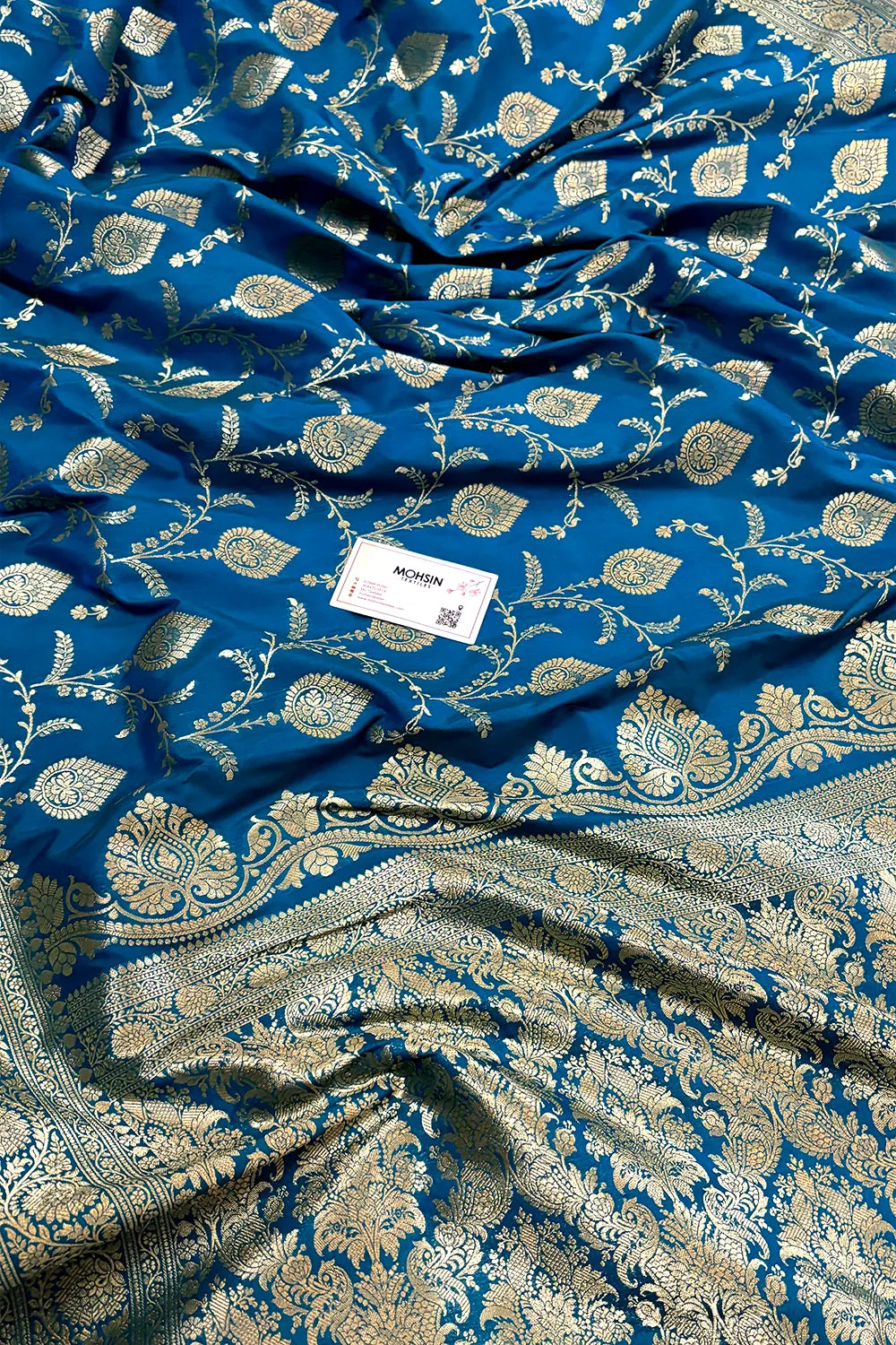 Firozi Pandaar Jaal Katan Silk Banarasi Saree