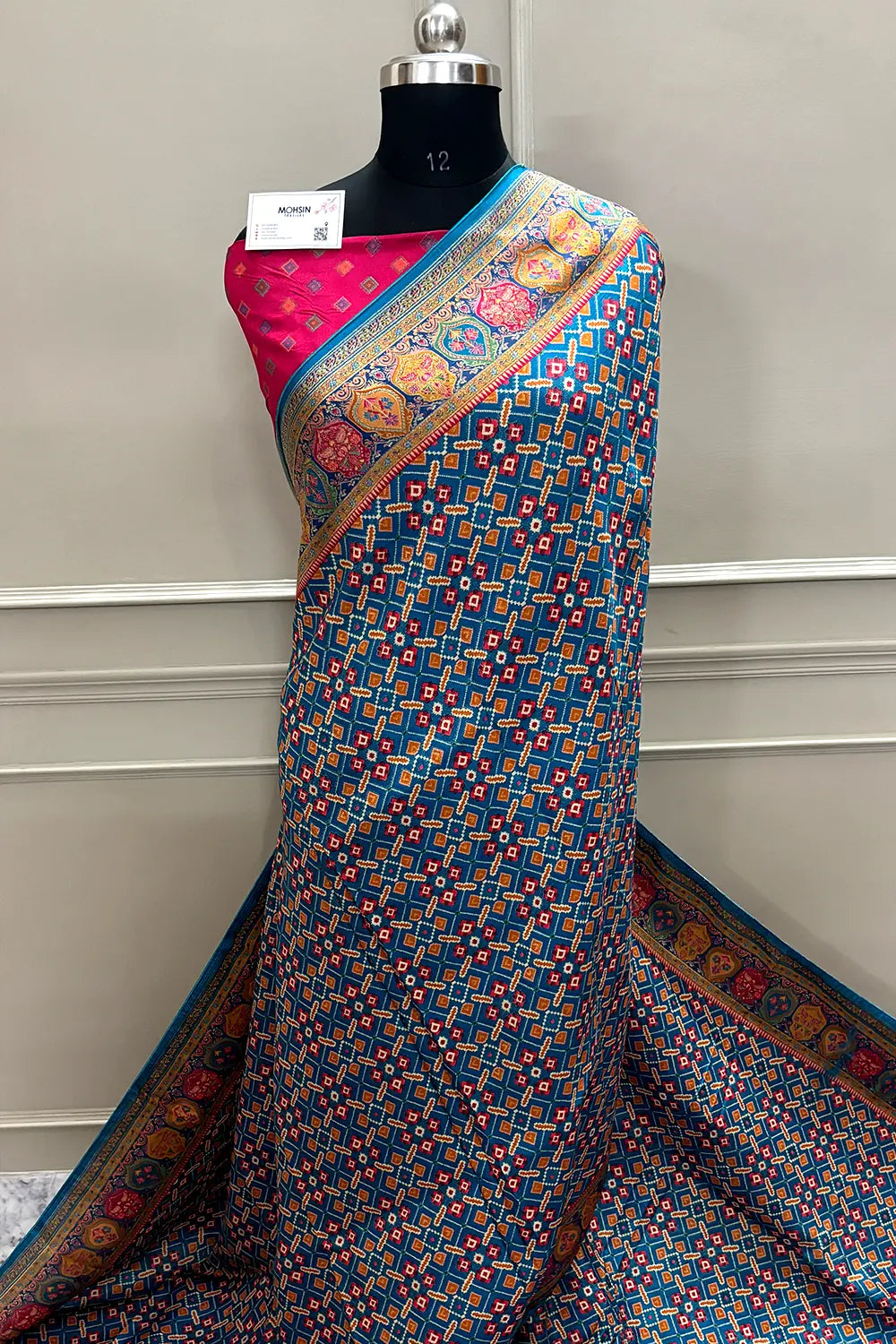 Firozi Pashmina Pure Viscose Georgette Silk Banarasi Saree