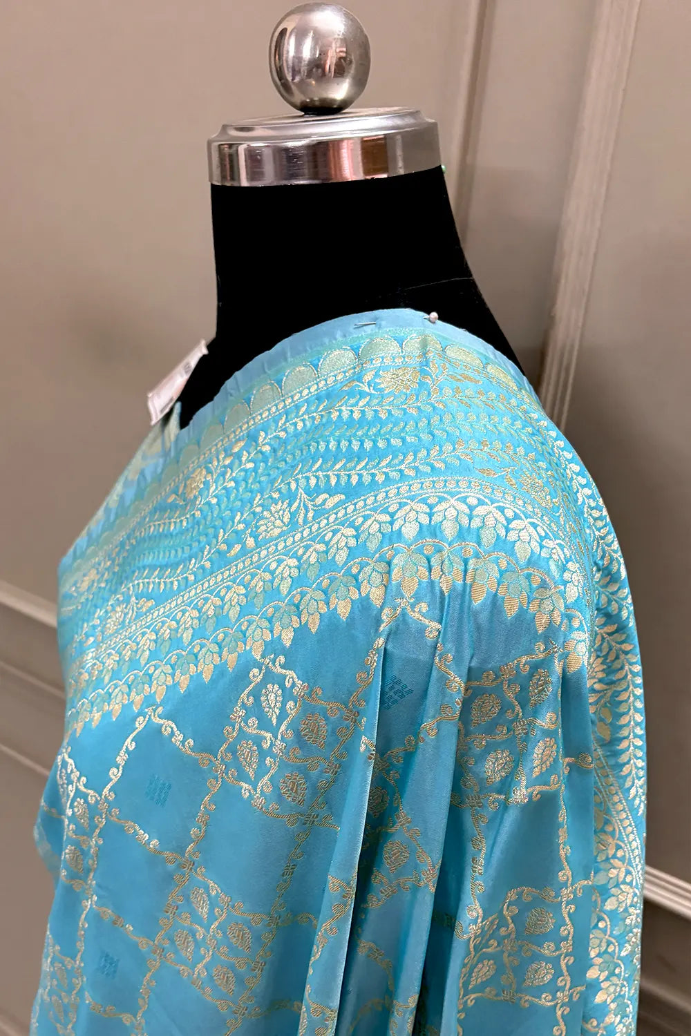 Firozi Pie Jaal Katan Silk Saree Banarasi Saree