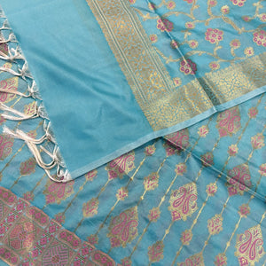 Firozi Pink Meena Katan Silk Banarasi Suit