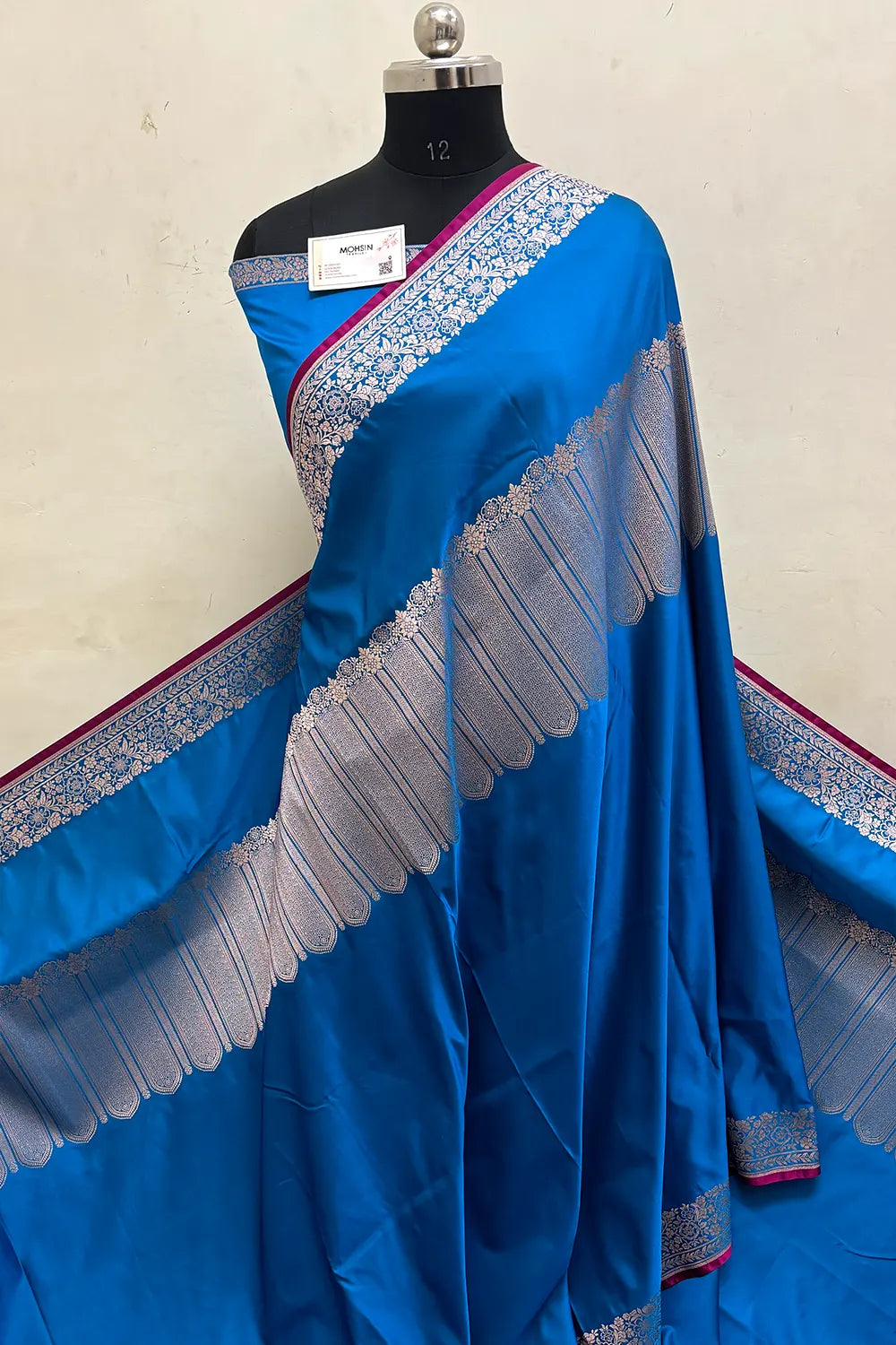 Firozi Plain Katan Mashru Silk Banarasi Saree