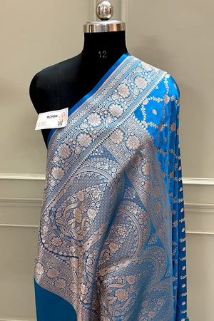 Firozi Qaidi Buti Katan Silk Banarasi Saree