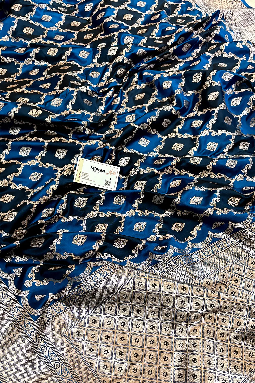 Firozi Rangkaat Zari Katan Silk Banarasi Saree