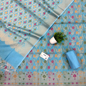 Firozi Resham Banarasi Silk Suit