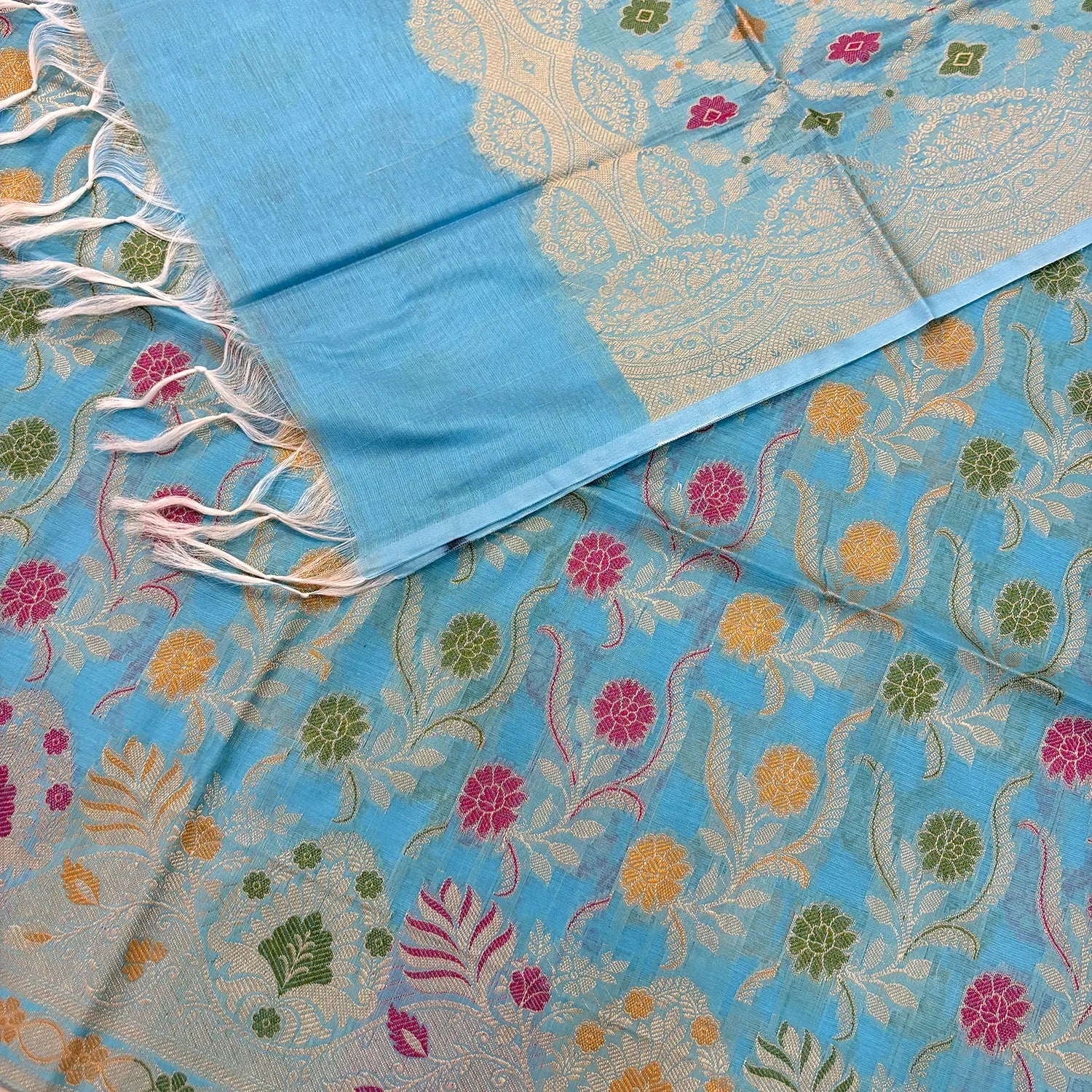 Firozi Resham Banarasi Silk Suit