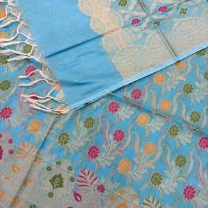 Firozi Resham Banarasi Silk Suit