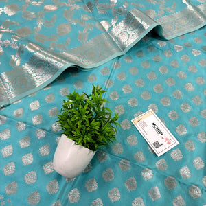 Firozi Singhasan Buti Satin Silk Banarasi Suit