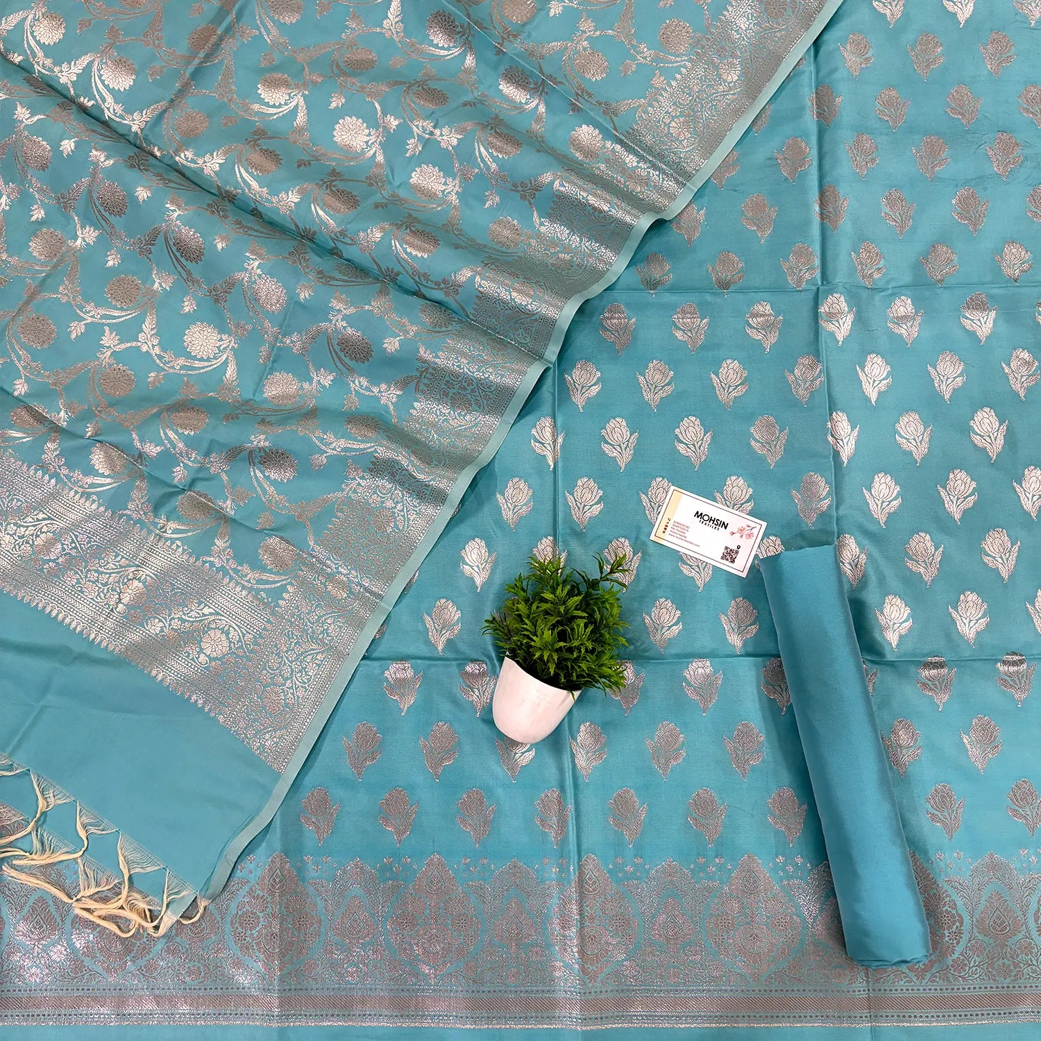 Firozi Singhasan Vilas Satin Silk Banarasi Suit
