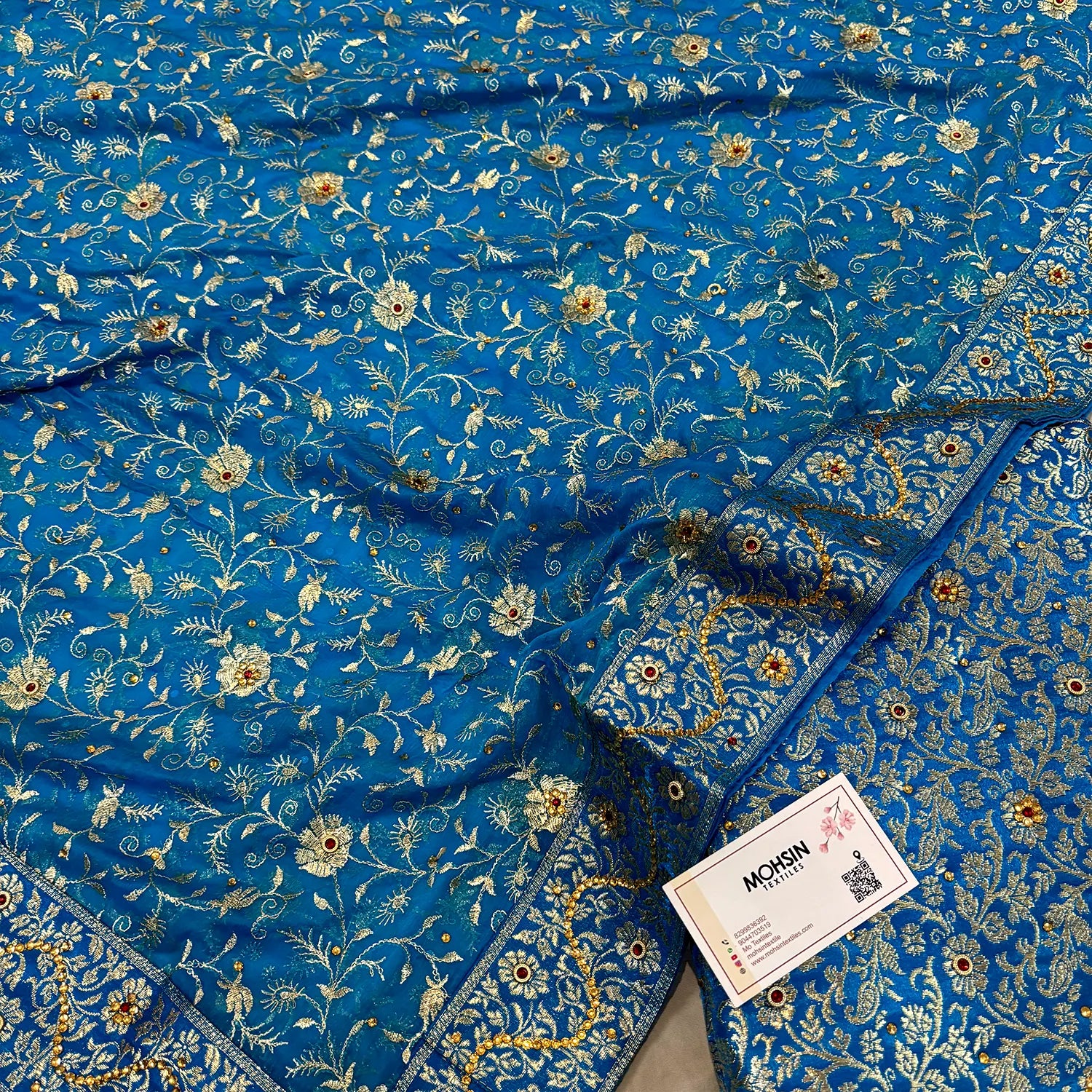 Firozi Stone Work Kimkhab Silk Banarasi Gharara
