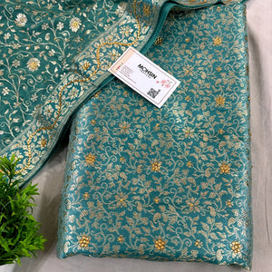 Firozi Stone Work Kimkhab Silk Banarasi Gharara