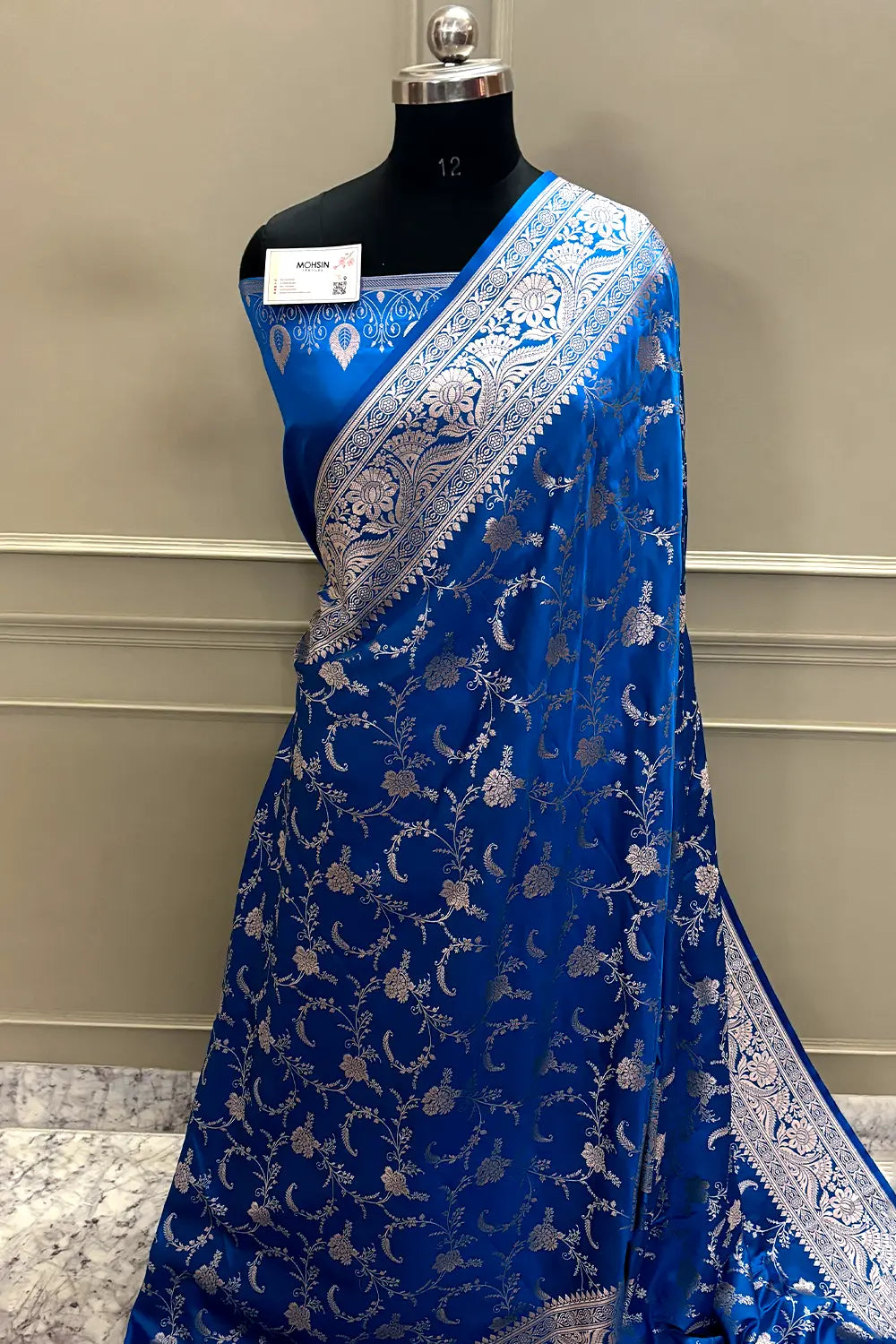 Teal Suhani Jaal Katan Mashru Silk Banarasi Saree