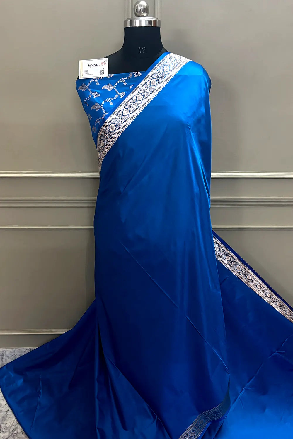 Firozi Teal Zari Border Katan Silk Banarasi Saree