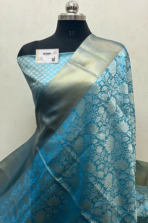 Firozi Tissue Silk Banarasi Saree