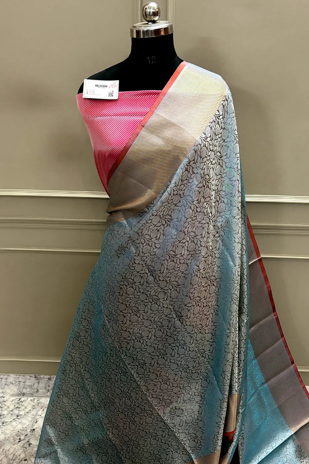 Firozi Tissue Silk Banarasi Saree