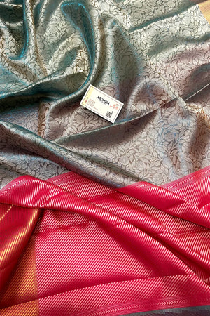 Firozi Tissue Silk Banarasi Saree