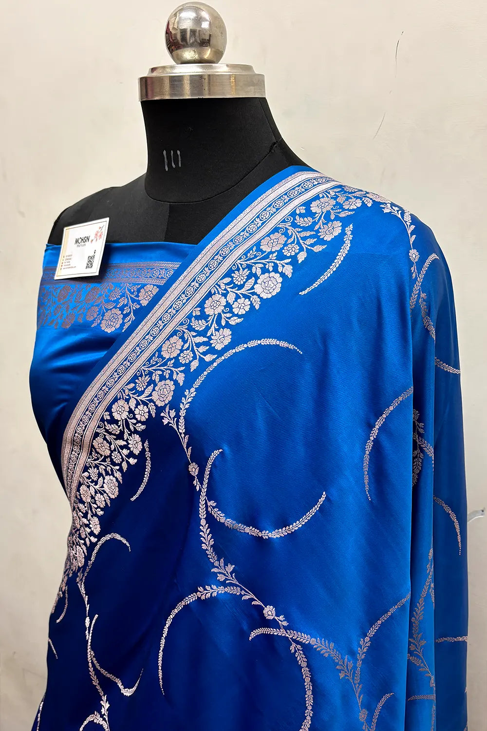 Firozi Zari Katan Mashru Silk Banarasi Saree