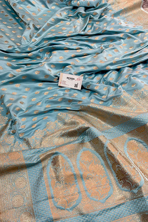 Firozi Zari Katan Silk Banarasi Saree