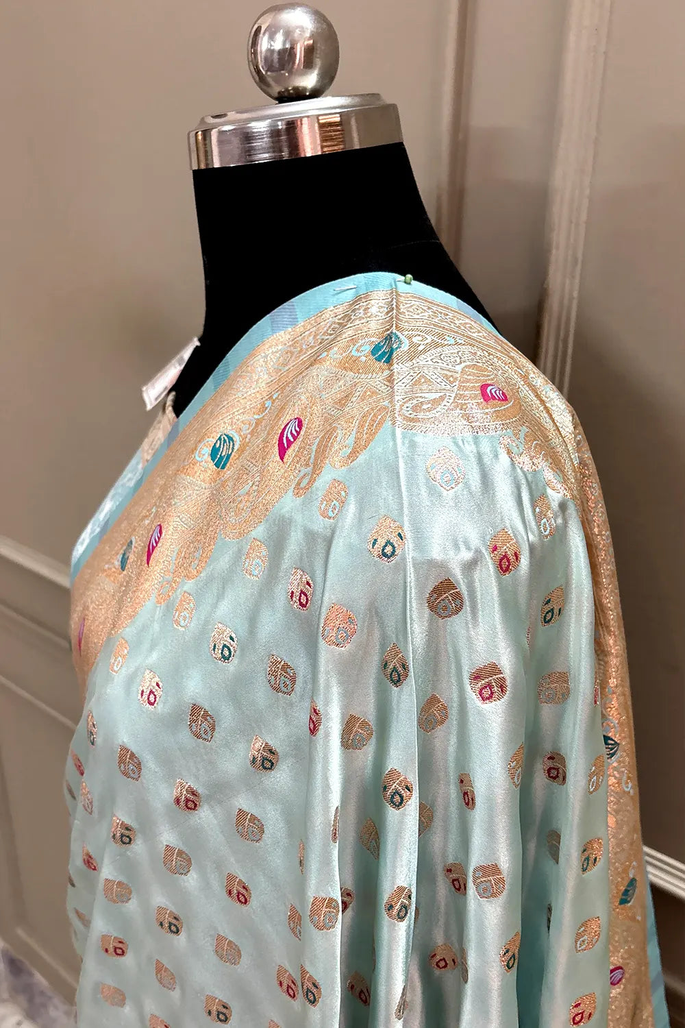 Firozi Zari Katan Silk Banarasi Saree