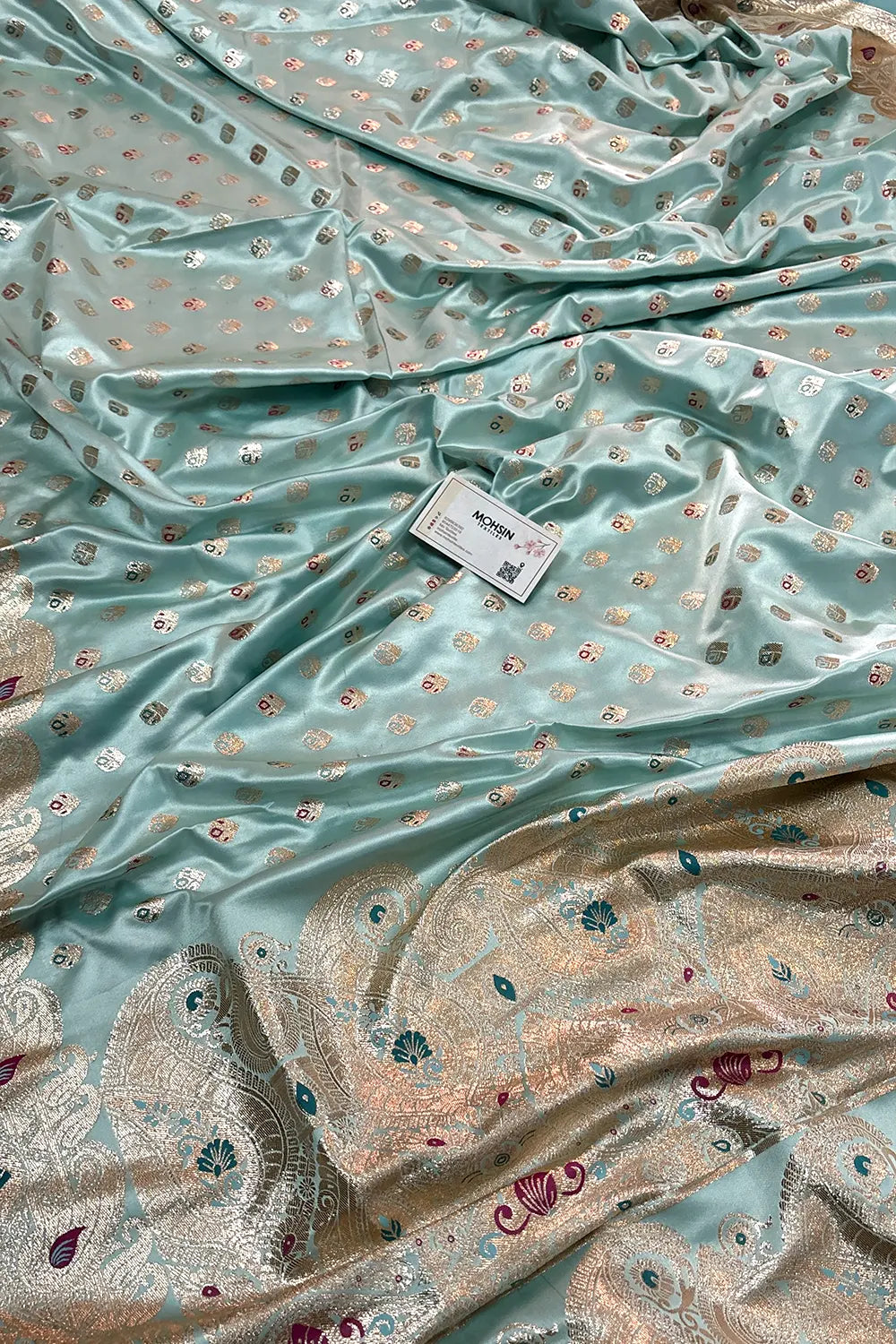 Firozi Zari Katan Silk Banarasi Saree
