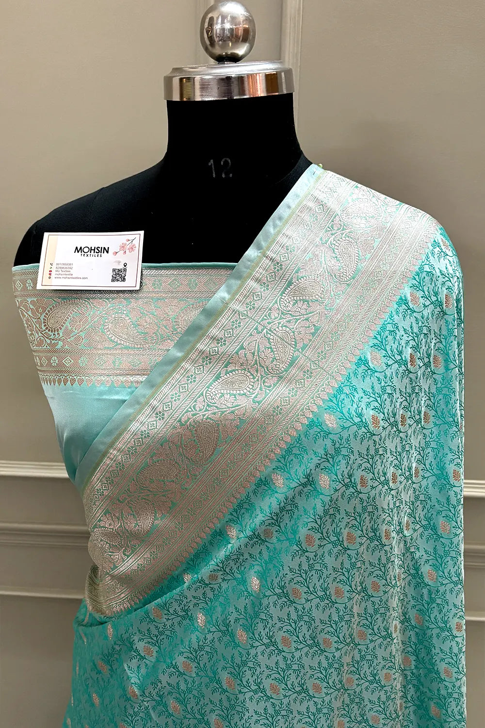 Firozi Zari Katan Silk Banarasi Saree