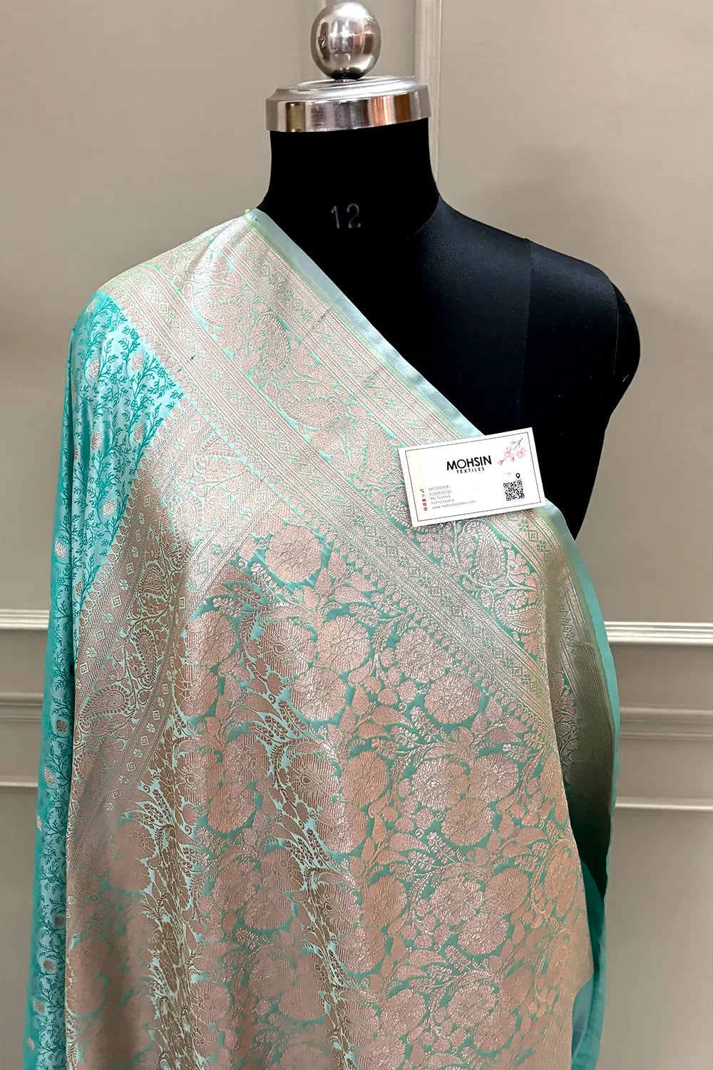 Firozi Zari Katan Silk Banarasi Saree