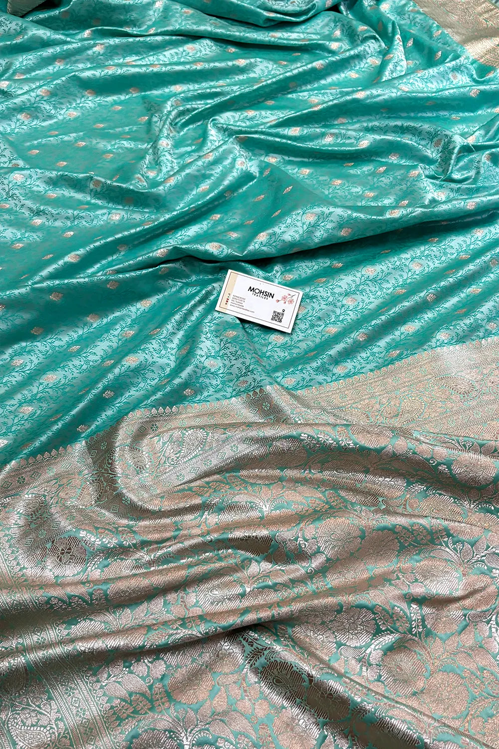 Firozi Zari Katan Silk Banarasi Saree