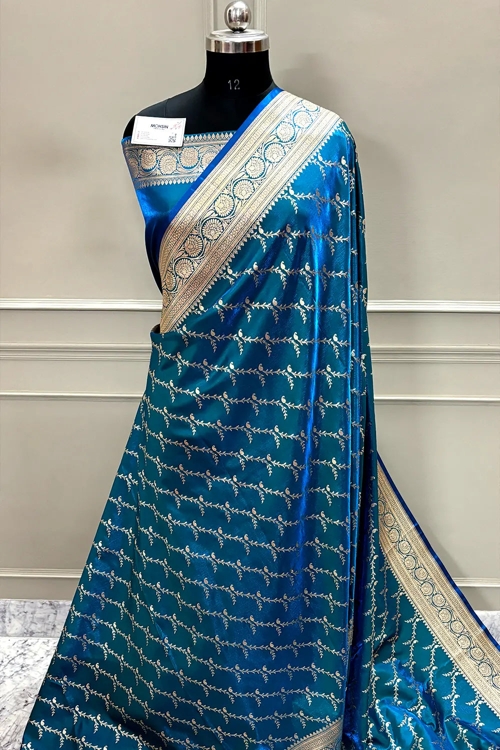 Firozi Zari Katan Silk Banarasi Saree